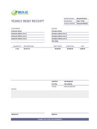 yearly rent receipt template uae