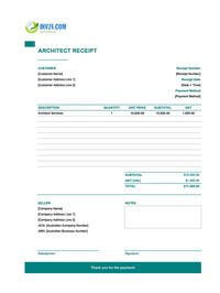 architect receipt template australia