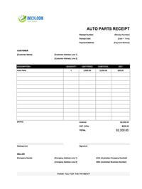 auto parts receipt template australia