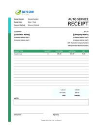 auto service receipt template australia