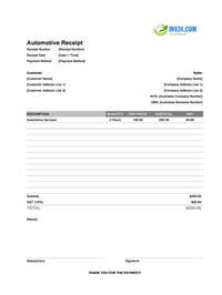 automotive receipt template australia