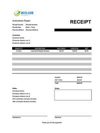 automotive repair receipt template australia