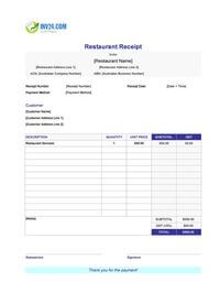 blank restaurant receipt template australia