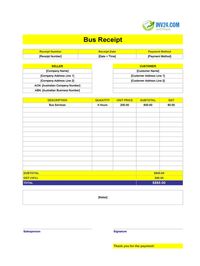 bus receipt template australia