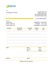cafe receipt template australia