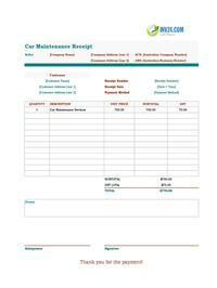 car maintenance receipt template australia