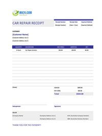 car repair receipt template australia