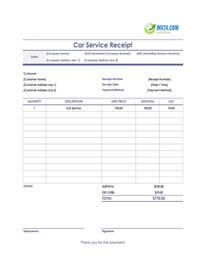 car service receipt template australia