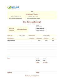 car towing receipt template australia