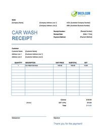car wash receipt template australia