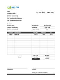 cash rent receipt template australia