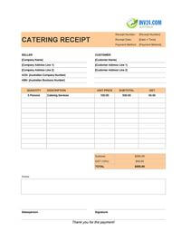 catering receipt template australia