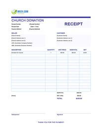 church donation receipt template australia