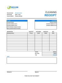 cleaning receipt template australia
