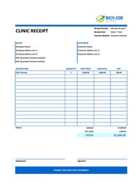 clinic receipt template australia