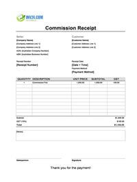commission receipt template australia