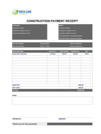 construction payment receipt template australia