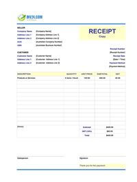 copy of receipt template australia