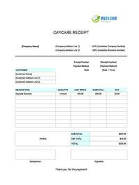 daycare receipt template australia