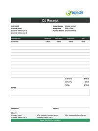 dj receipt template australia