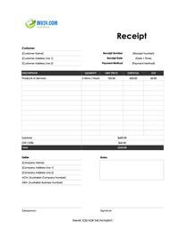 easy receipt template australia