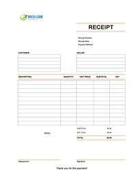 empty receipt template australia