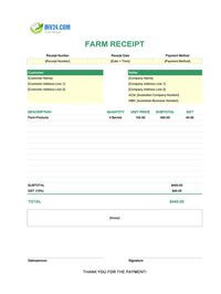 farm receipt template australia