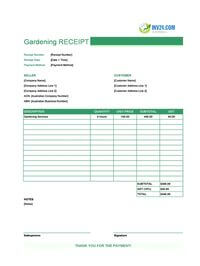 gardening receipt template australia