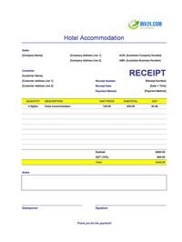 hotel accommodation receipt template australia