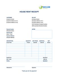 house rent receipt template australia
