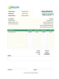 insurance receipt template australia