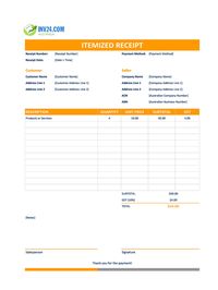 itemized receipt template australia