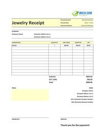 jewelry receipt template australia