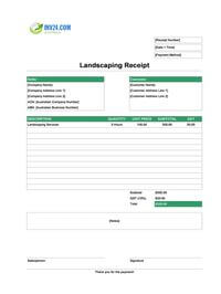 landscaping receipt template australia