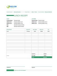 lunch receipt template australia