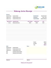 makeup artist receipt template australia