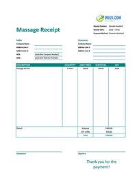 massage receipt template australia