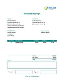 medical receipt template australia