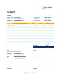 modern receipt template australia