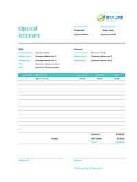optical receipt template australia