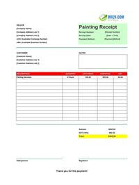painting receipt template australia