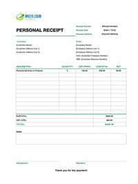 personal receipt template australia