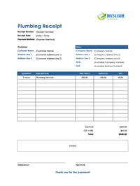 plumbing receipt template australia