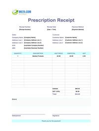 prescription receipt template australia