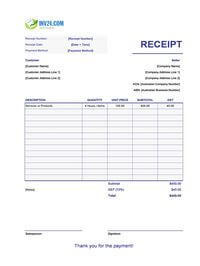 printable payment receipt template australia