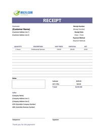 professional receipt template australia