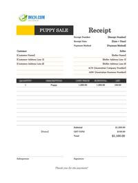 puppy sale receipt template australia