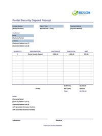 rental security deposit receipt template australia