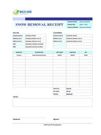 snow removal receipt template australia