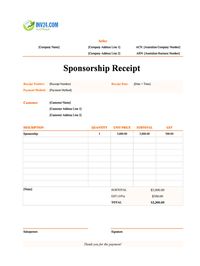sponsorship receipt template australia
